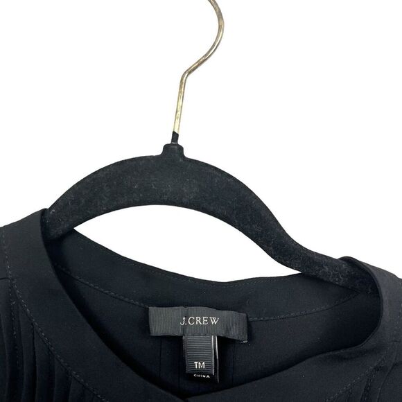 J. Crew Womens Blouse Pleated Button Semi‎ Sheer Ruffled Long Sleeve Black Sz TM - Picture 3 of 6